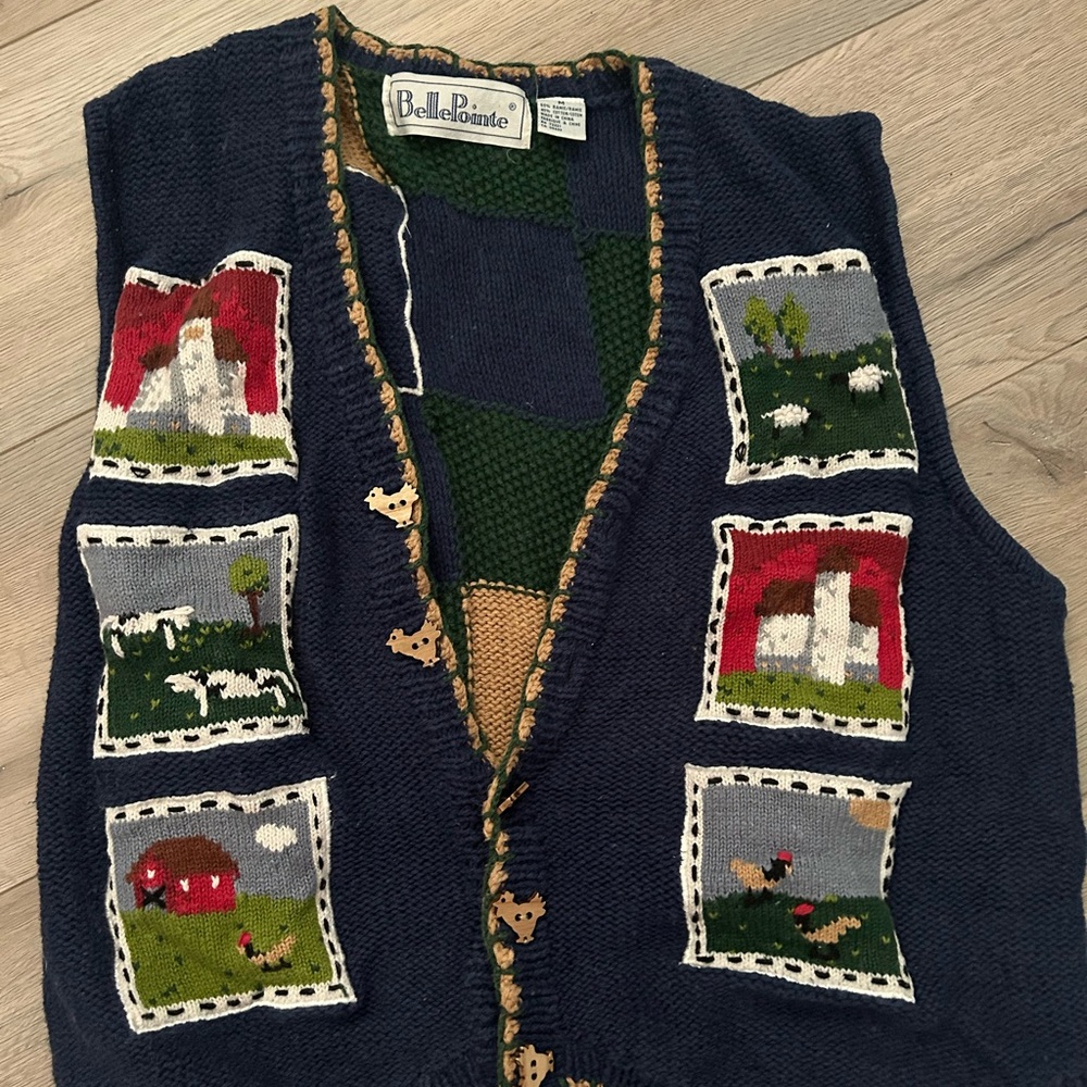 Knitted Vest with Farm Animals